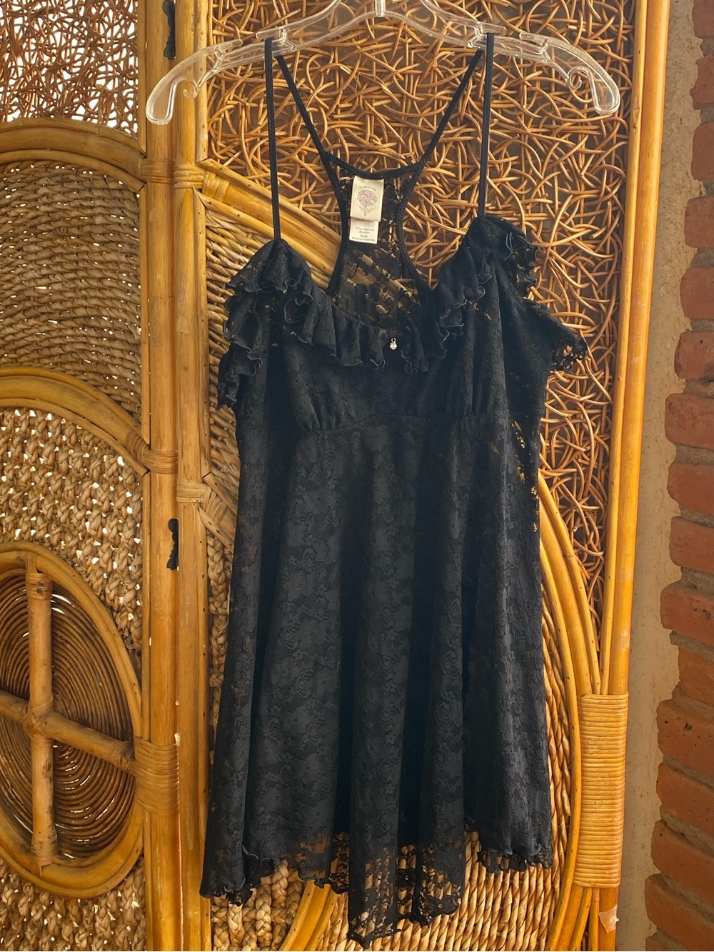 In Bloom Black Lace Ruffle Camisole Nighty